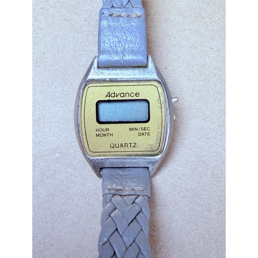 Vintage Advance Digital LCD Quartz Watch Gray Band Retro Non Working Repair